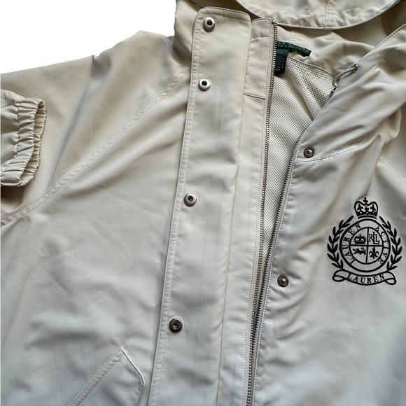 Lauren Active Ralph Lauren Cream Crest Hooded Windbreaker - XL - Y2K Old Money - Picture 6 of 13